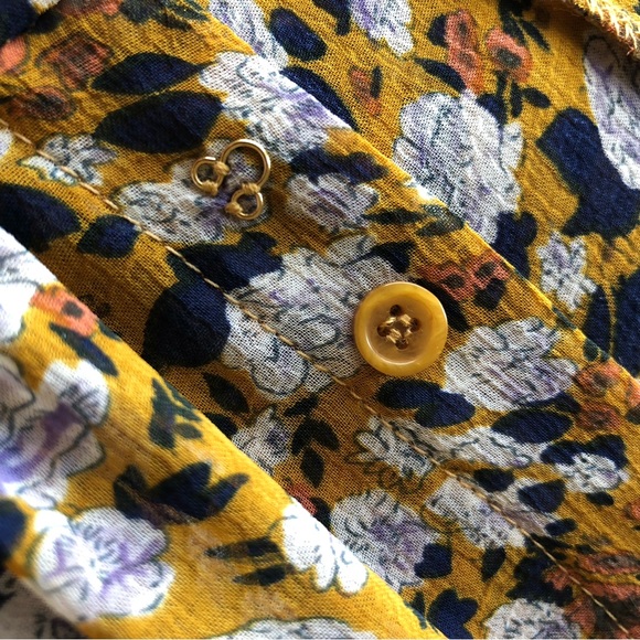 MELLÓDAY Sheer Golden Yellow with White Blooms Print MIDI Dress – XS - Picture 5 of 16